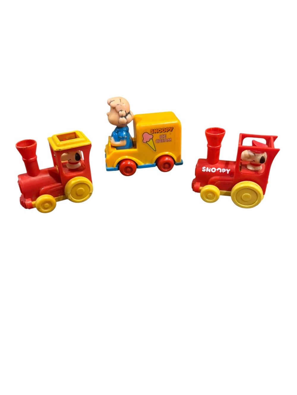 vintage Aviva Toy Co. Peanuts / Snoopy plastic vehicles